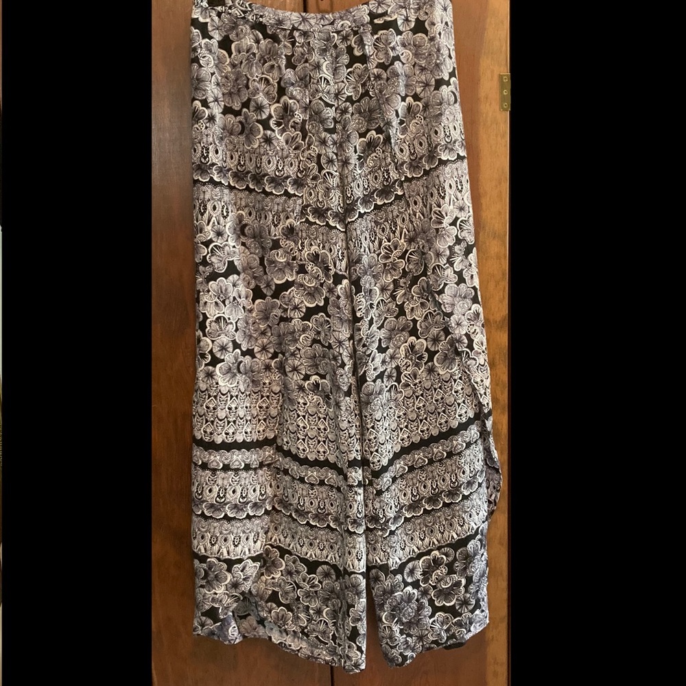 Angie rayon faux wrap tulip hem pants large floral